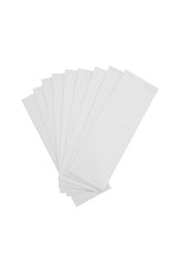 9 pieces of Satin Smooth Large Non-Woven Cloth Waxing Strips spread to feature their rectangular shape & straight edges